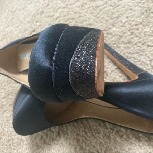 David Tutera Black GRAND Platform Glitter Heels Pumps - Picture 9 of 13